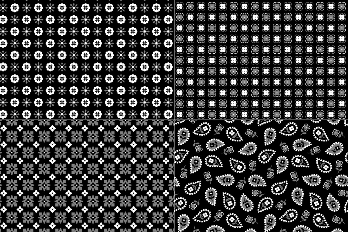 Seamless Black Bandana Patterns, a Pattern Graphic by Melissa Held Designs (Photo 4 of 4)
