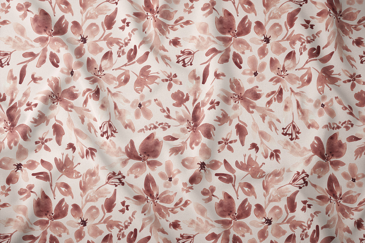 Blush Blossom Watercolor Flora Print, a Pattern Graphic by SirenaArt (Photo 5 of 16)