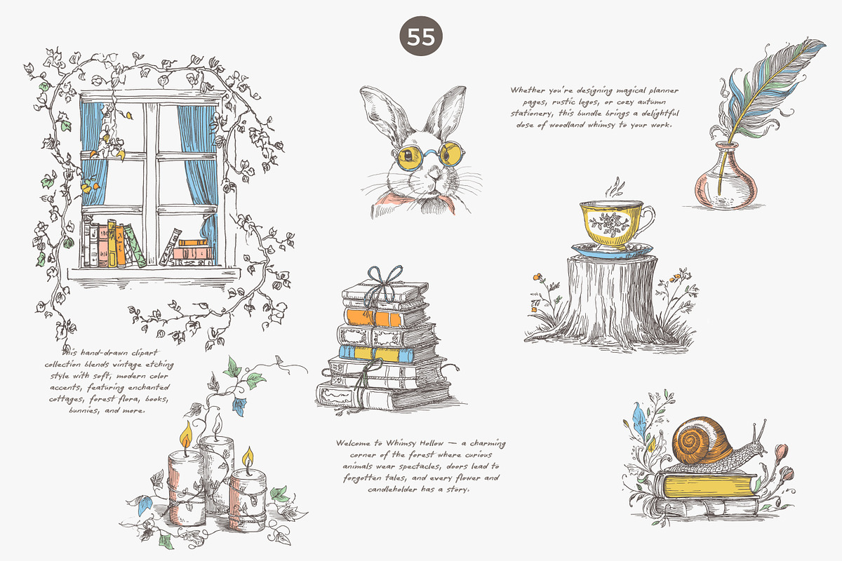 vintage illustration cottagecore set, a Decorative Illustration by Patishop Art (Photo 7 of 10)