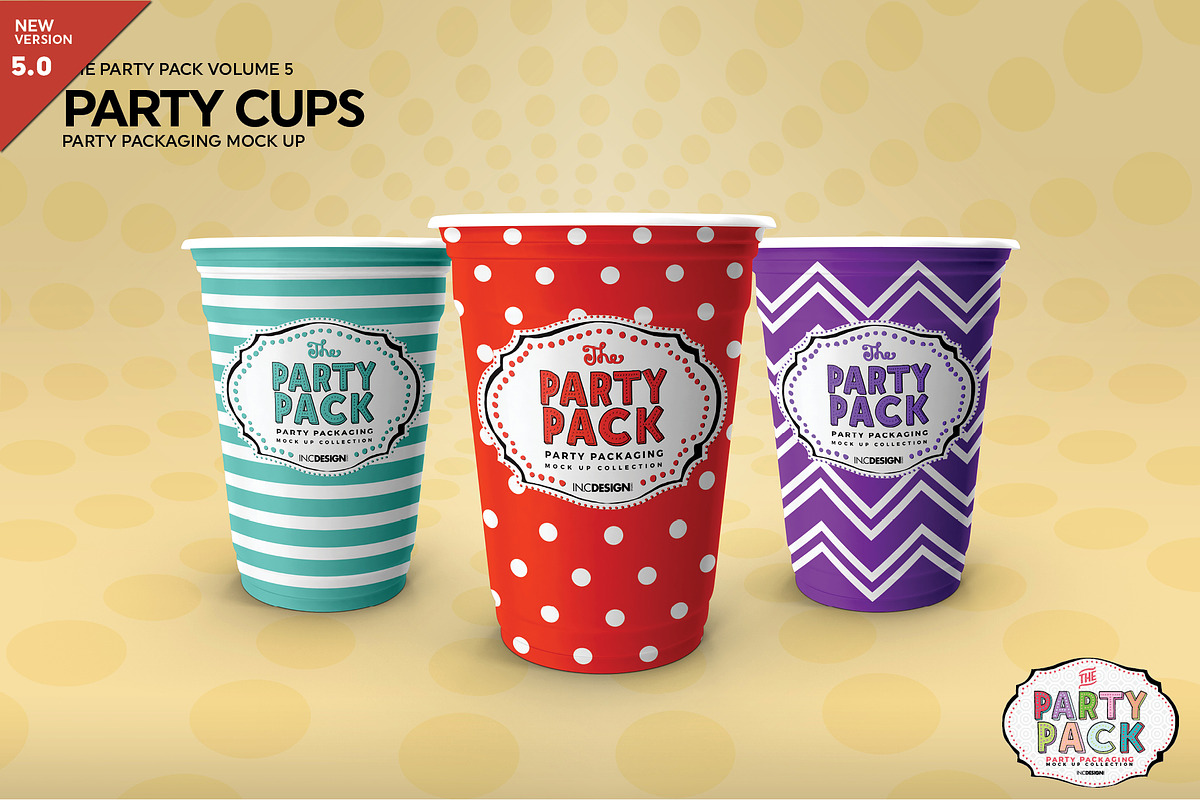 Party Cups Mockup, a Cups & Container Mockup by INCDesign (Photo 1 of 6)