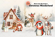 Winter Wonderland Christmas Animals, a Seasonal Illustration by Dazzling Art Boutique (Thumbnail 1 of 6)