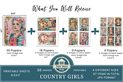 Country Girls Junk Journal Pages, an Illustration by NiiiNArt (Thumbnail 2 of 8)