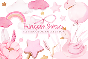 Watercolor Baby Princess Swan, an Animal Illustration by nathalieclaire (Thumbnail 1 of 14)