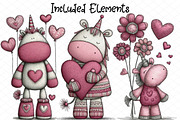 Whimsical Valentine's Unicorn Clipar, an Illustration by cherrydesign (Thumbnail 2 of 4)