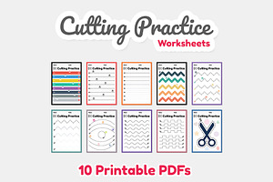 Cutting practice for kids worksheets