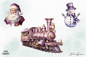 Purple Christmas Watercolor Clipart