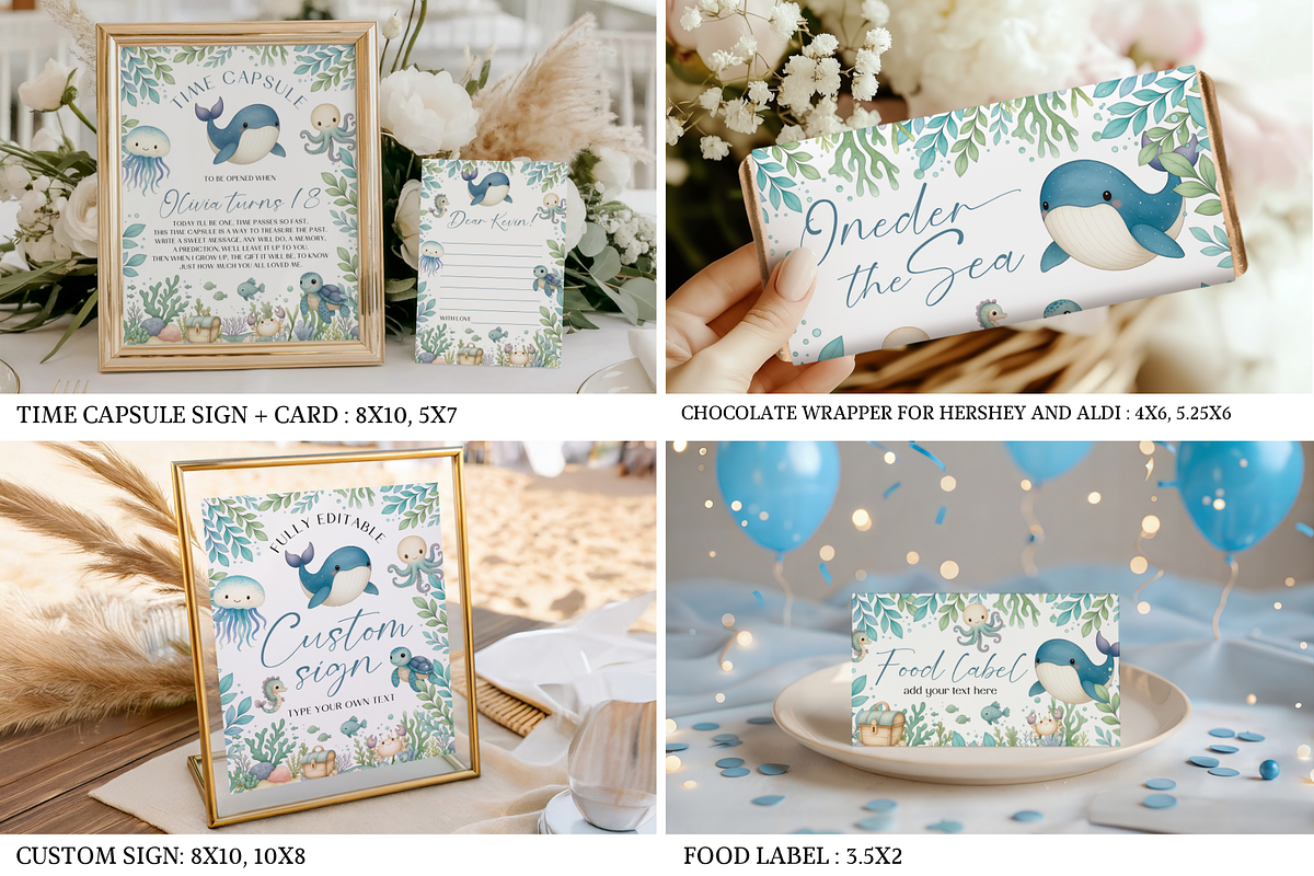 Oneder The Sea Birthday Bundle, a Templates & Theme by Digital_Mind (Photo 4 of 8)