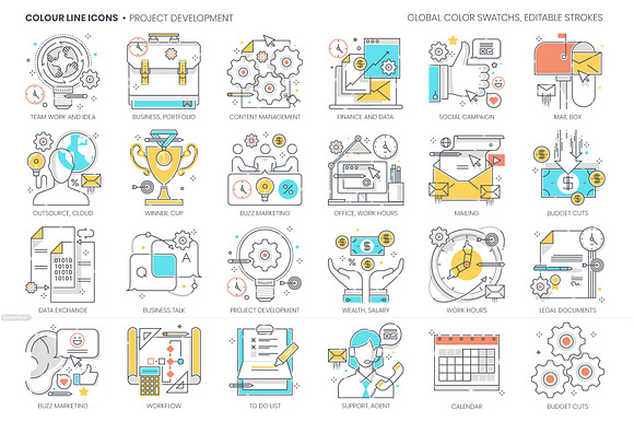 Color Line Project Development Icons