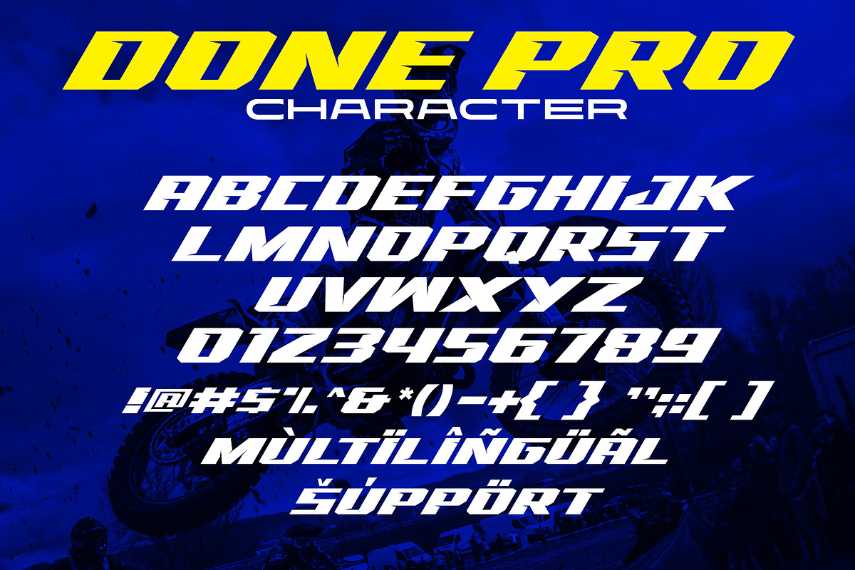 Racing Done Pro Sport Display Font, a Font by Multype Studio (Photo 6 of 6)