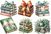 Sage Coquette Bow Book Stack Clipart, an Illustration by OK Design (Thumbnail 2 of 5)
