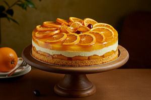 Citrus mousse cake topped with orang, a Food & Drink Photo by professorinc
