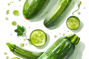 Green zucchinis, sliced pieces, pars, a Photo by LOGOCREATIVE