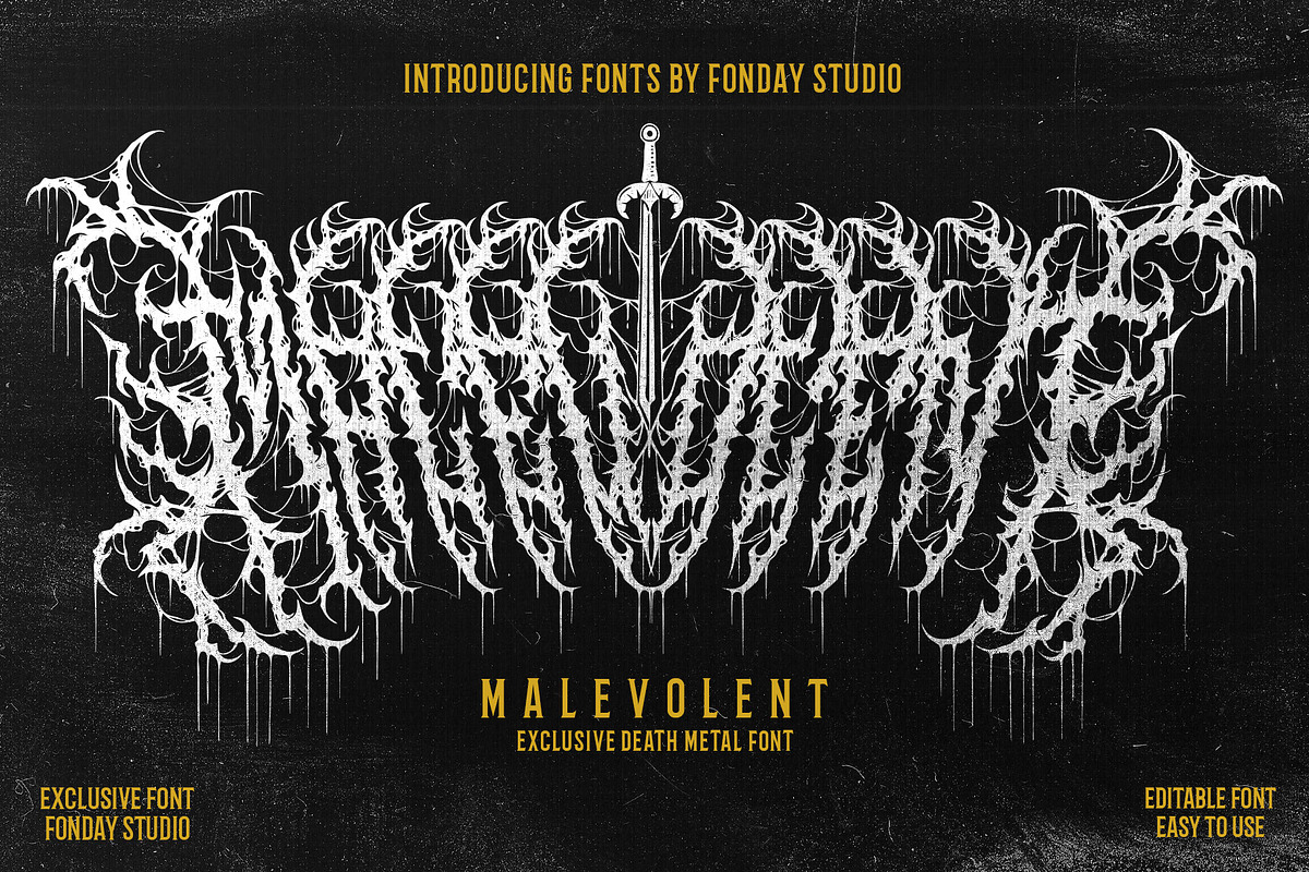 GOATHAM DEATH METAL FONT, a Blackletter Font by Fonday Studio (Photo 5 of 17)