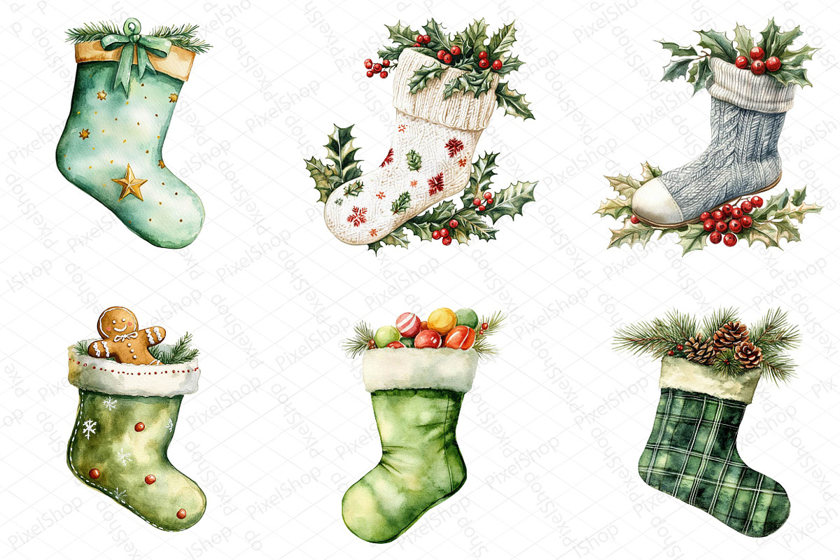 Christmas Stokings Clipart, an Illustration by DreamPrint404 (Photo 5 of 7)