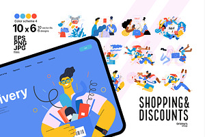 Shopping & discounts flat ills, c.4