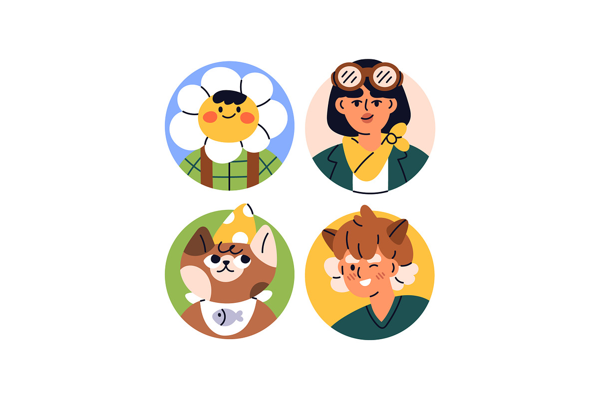 Funny face avatars, characters set, a Person Illustration by Good Studio (Photo 6 of 11)