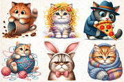 Funny Cat Life Watercolor Clipart, an Illustration by DreamCafeArt (Thumbnail 4 of 4)