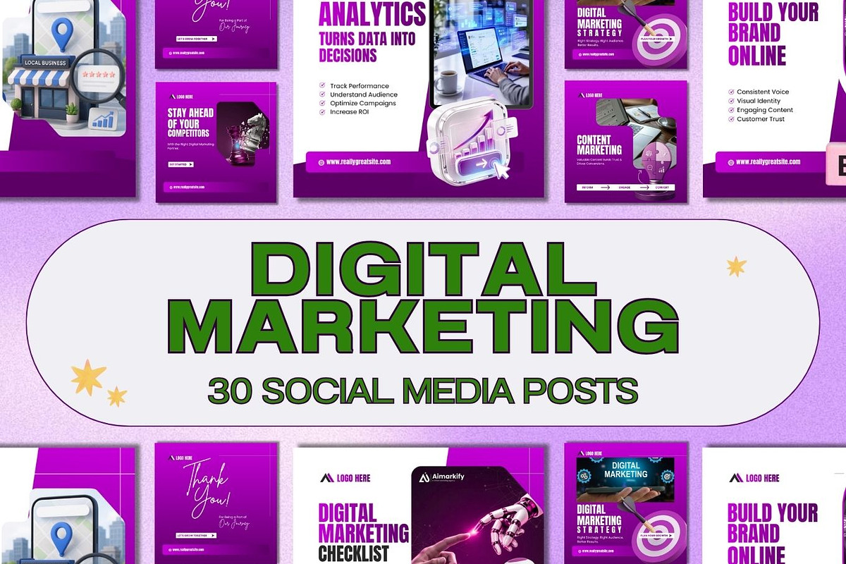 Digital Marketing Social Media Kit, a Social Media Template by Arslan (Photo 1 of 6)