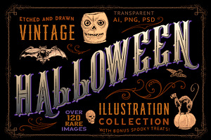 Rare Vintage HALLOWEEN Clipart Set