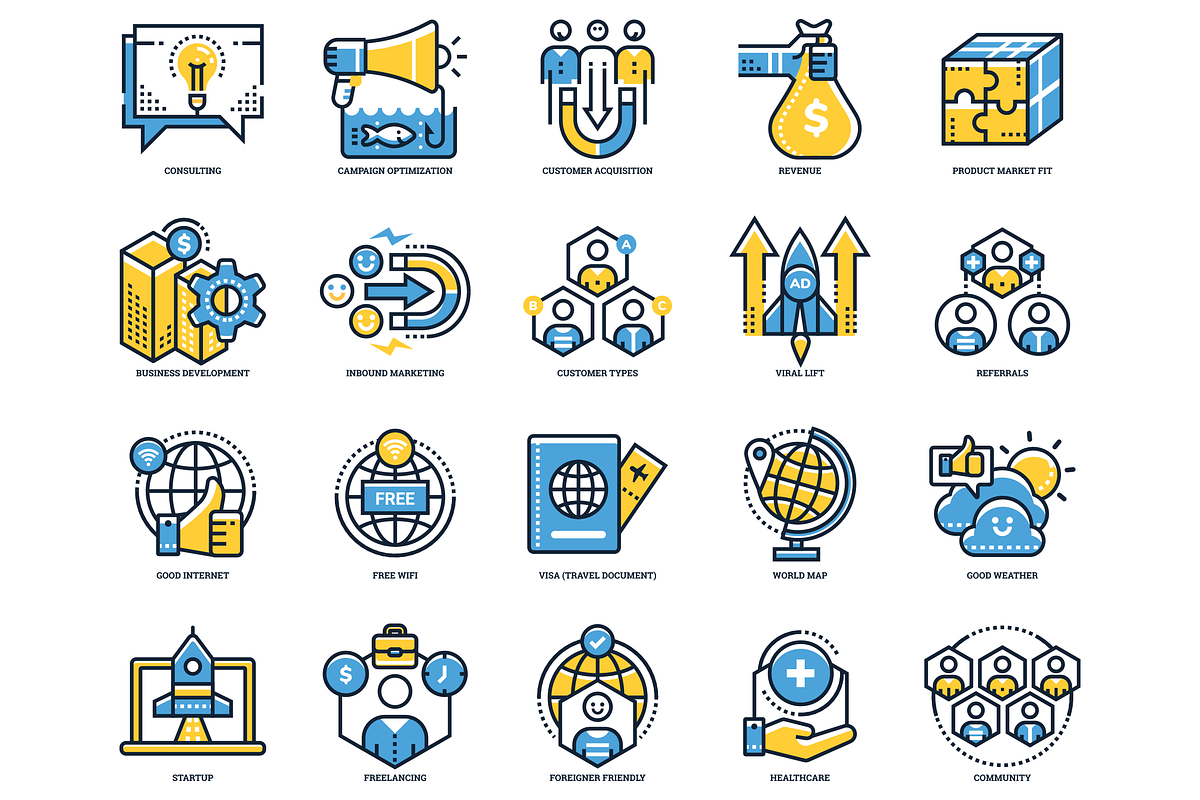 85 Digital Nomad Icons, an Outline Icon by Flat Icons (Photo 2 of 9)