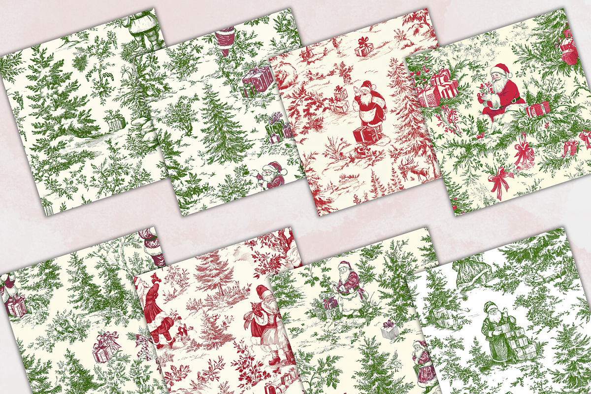 Green Christmas Toile Digital Paper, a Pattern Graphic by Paper & Pattern Studio (Photo 2 of 9)
