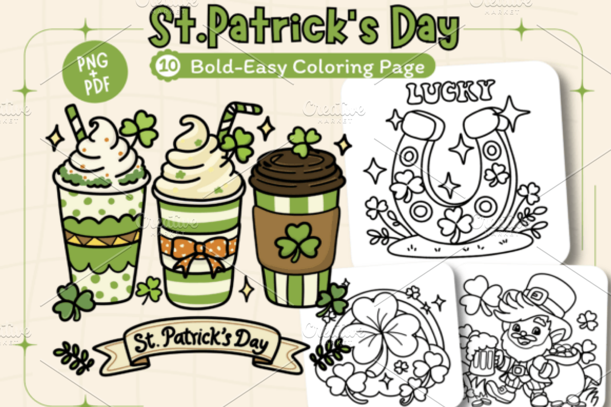 St.Patrick's Day Coloring Pages, a Seasonal Illustration by Design Station (Photo 1 of 5)