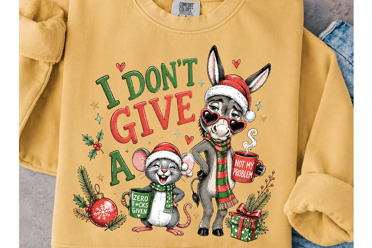 Funny Christmas Donkey PNG, a Seasonal Illustration by Craft Nest (Photo 3 of 6)