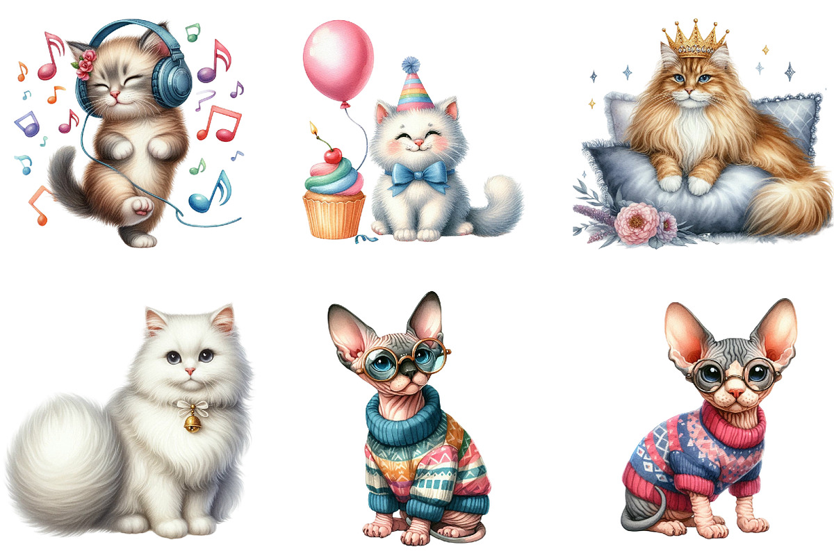Cat Clipart, Animal Clipart, Pet Png, an Illustration by DreamArtGraphic (Photo 3 of 5)
