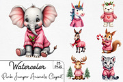Pink Jumper Animals Christmas Clipar, an Illustration by CrexoraLab (Thumbnail 1 of 5)