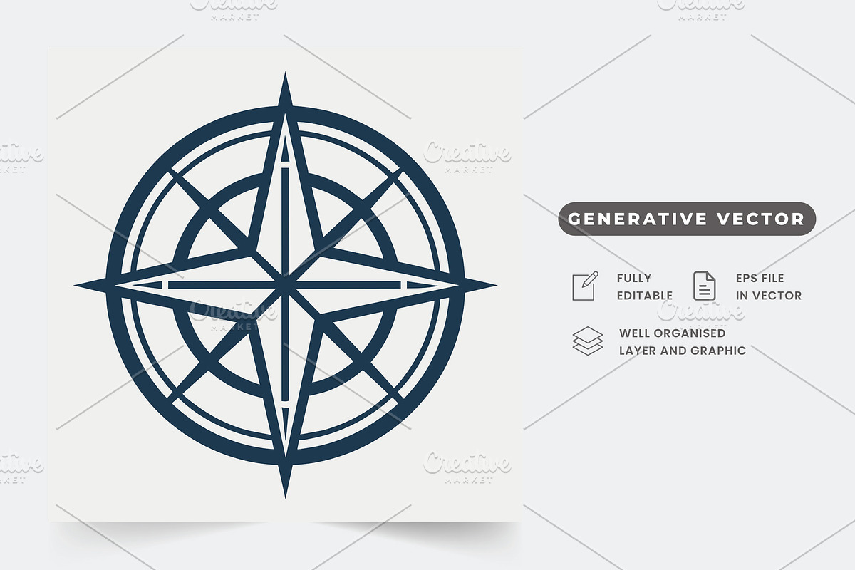Black and white compass with directi, a Graphic by Iftikhar Alam