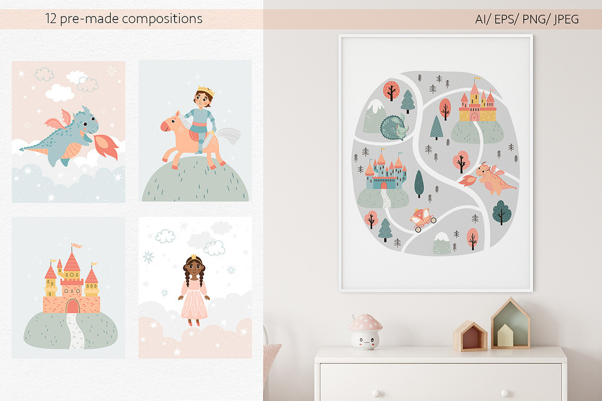 Princess & Fairy Tale Vector Clipart, a Decorative Illustration by Jenny Quince (Photo 8 of 15)