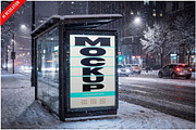 Bus Stop Billboard In Snow PSD, a Shirt Mockup by Bruno's Shop (Thumbnail 1 of 3)