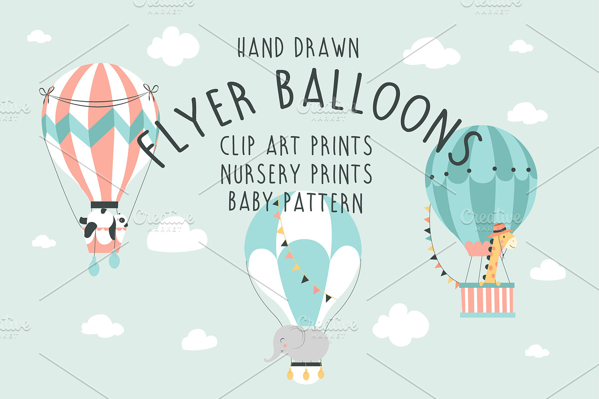 Hand Drawn Flyer Balloon, an Animal Illustration by Black_sun (Photo 1 of 4)