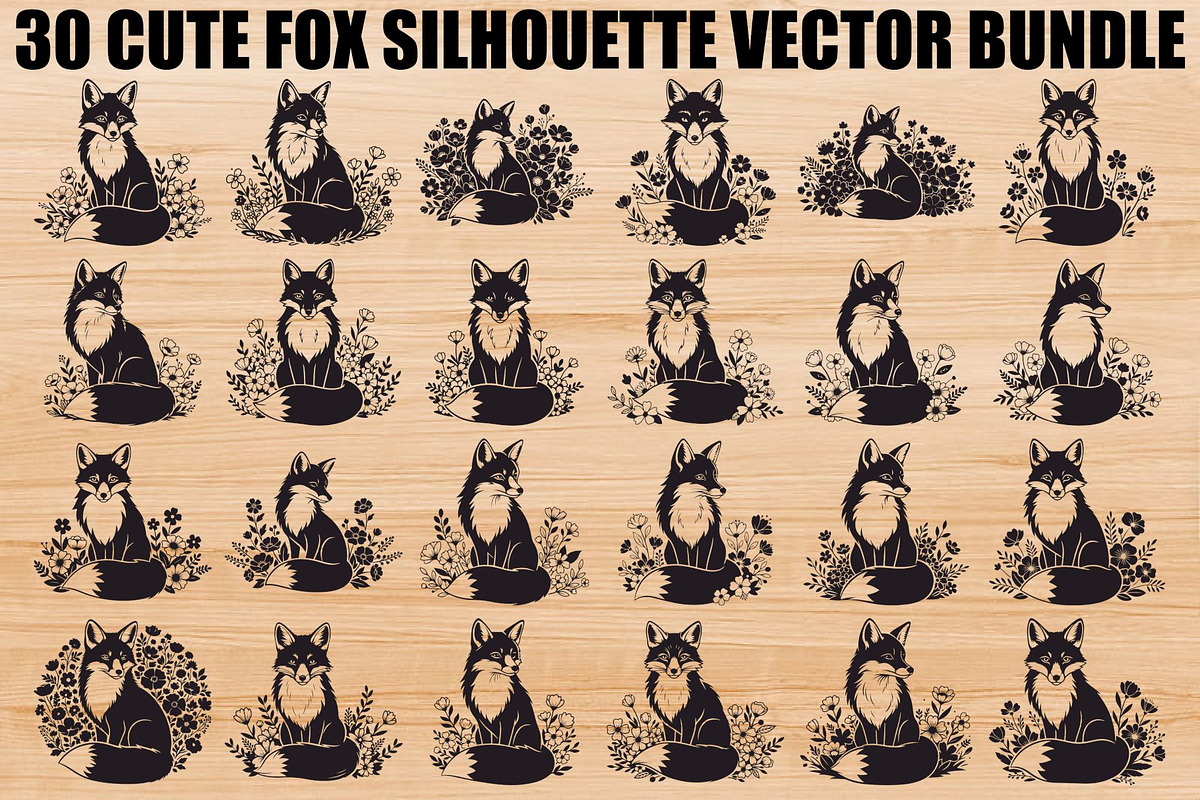 Cute Fox Silhouette Bundle, an Illustration by Designs_River (Photo 1 of 31)