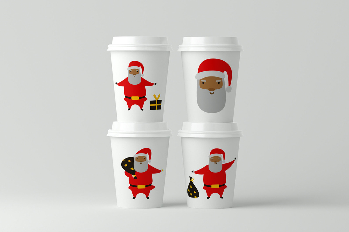 Black Santa Claus Clipart Bundle, a Decorative Illustration by AvaAva (Photo 4 of 8)