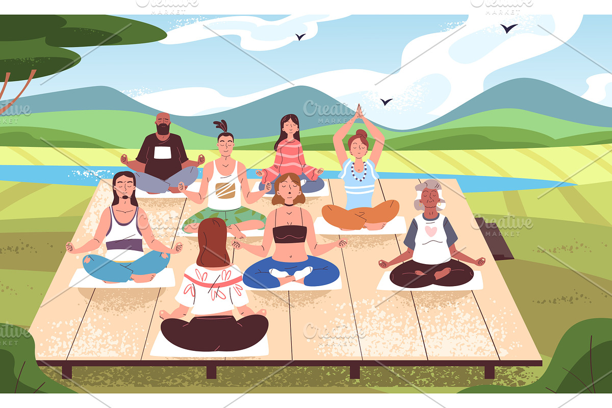 Outdoor meditation. Nature retreat, a Sport Illustration by Stock-Smart-Start