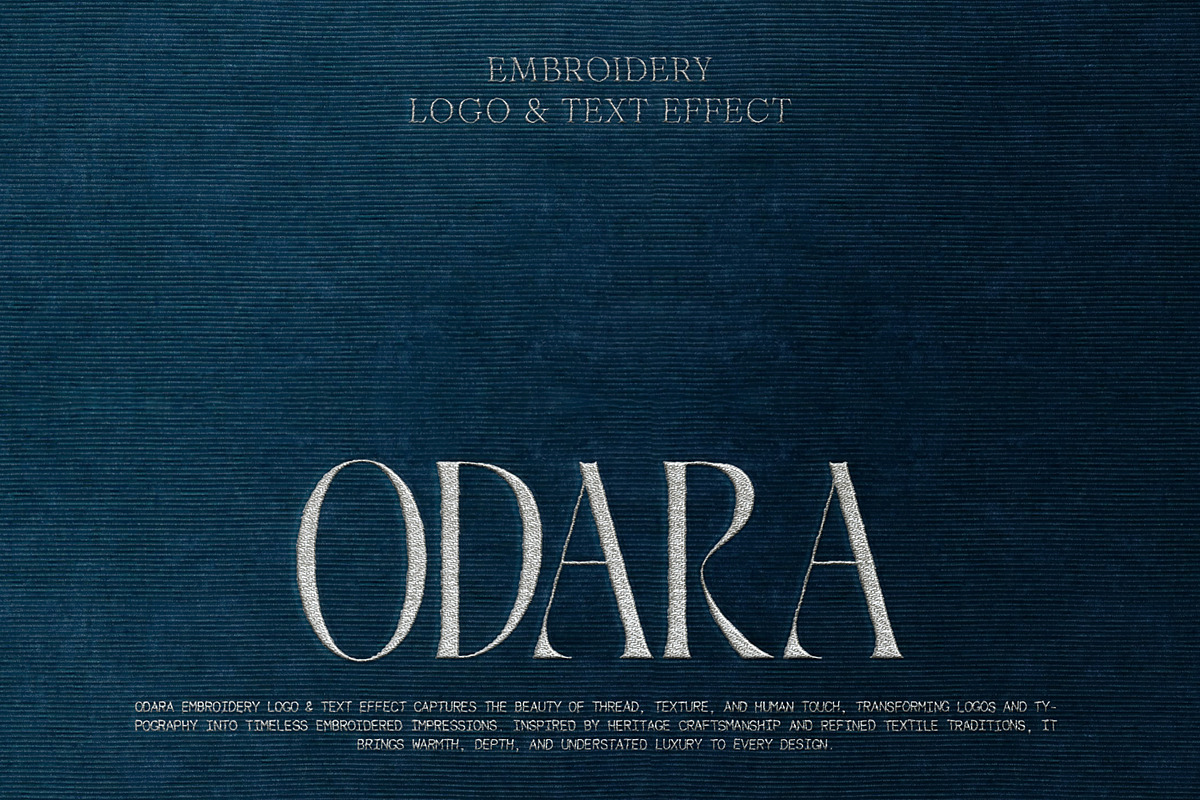 ODARA Embroidery Logo & Text Effect, a Texture Graphic by Universo Gaia @doyougaia (Photo 1 of 12)