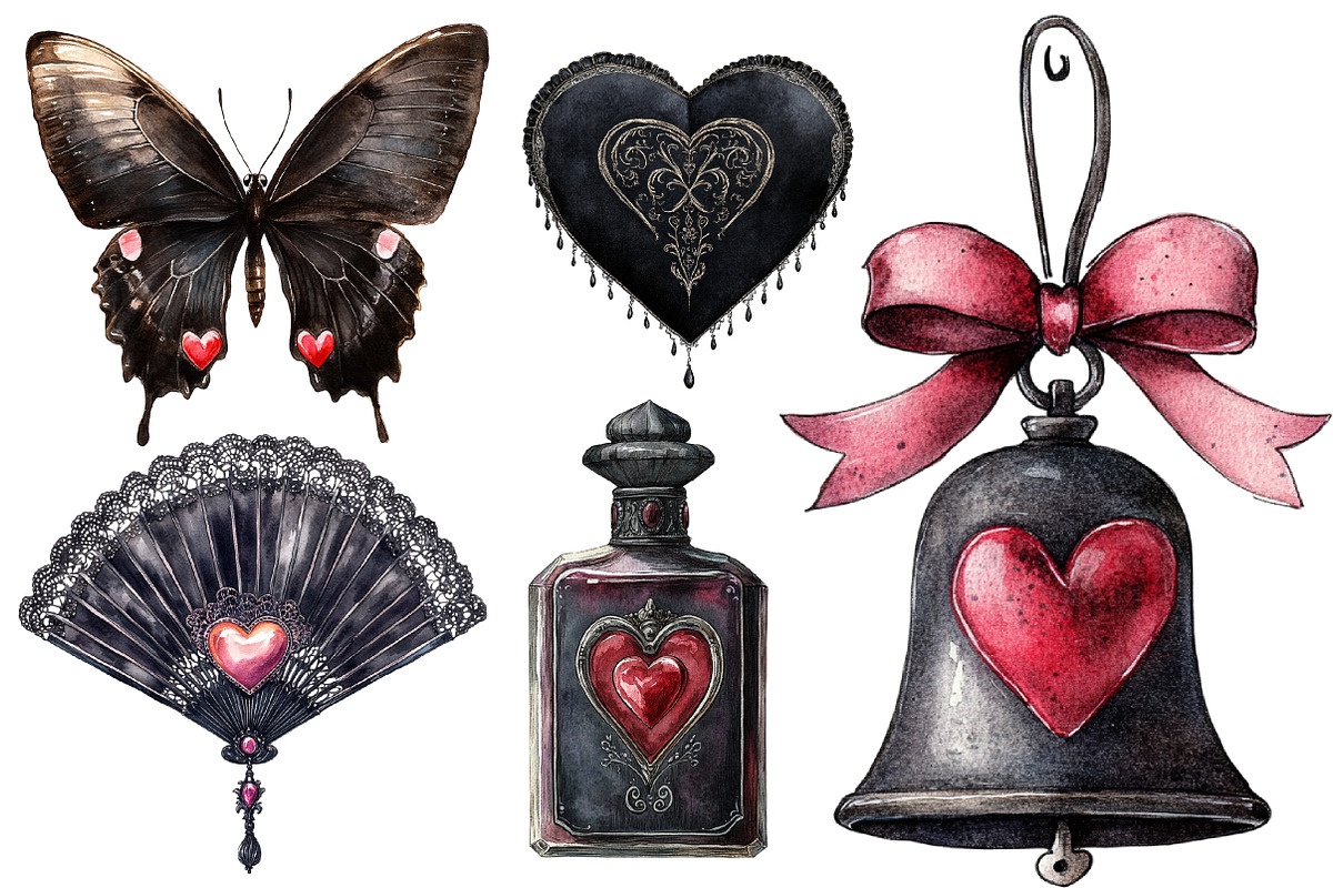 Vintage Valentine Gothic Clipart, an Illustration by Design Market (Photo 3 of 5)