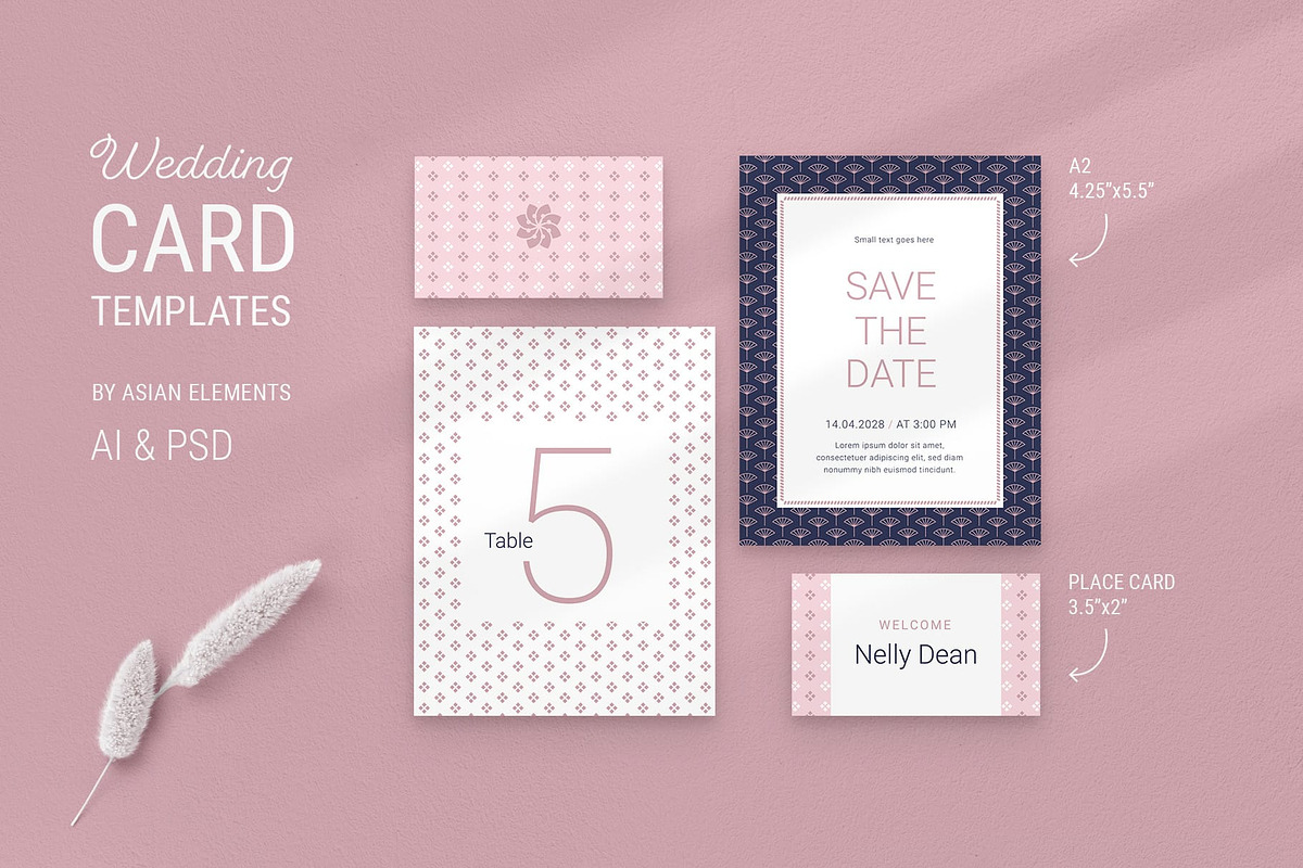 Navy & Pink Wedding Stationery, a Stationery Template by AsianElements (Photo 4 of 11)