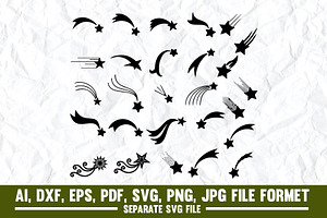 Flat Falling Star,comet,tail,star, an Object Graphic by VectorArtPrintableDesign
