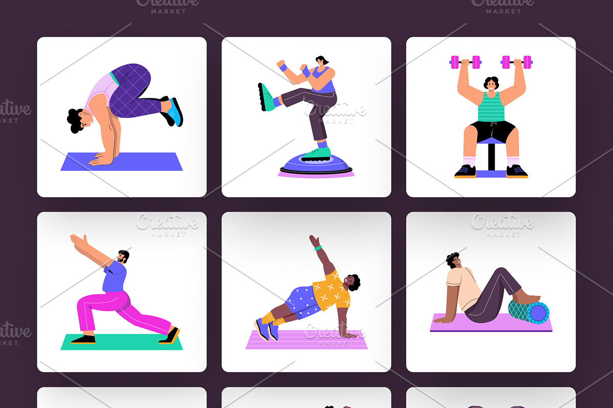 Exercise Illustration Set, a Healthcare Illustration by Brickclay (Photo 7 of 9)