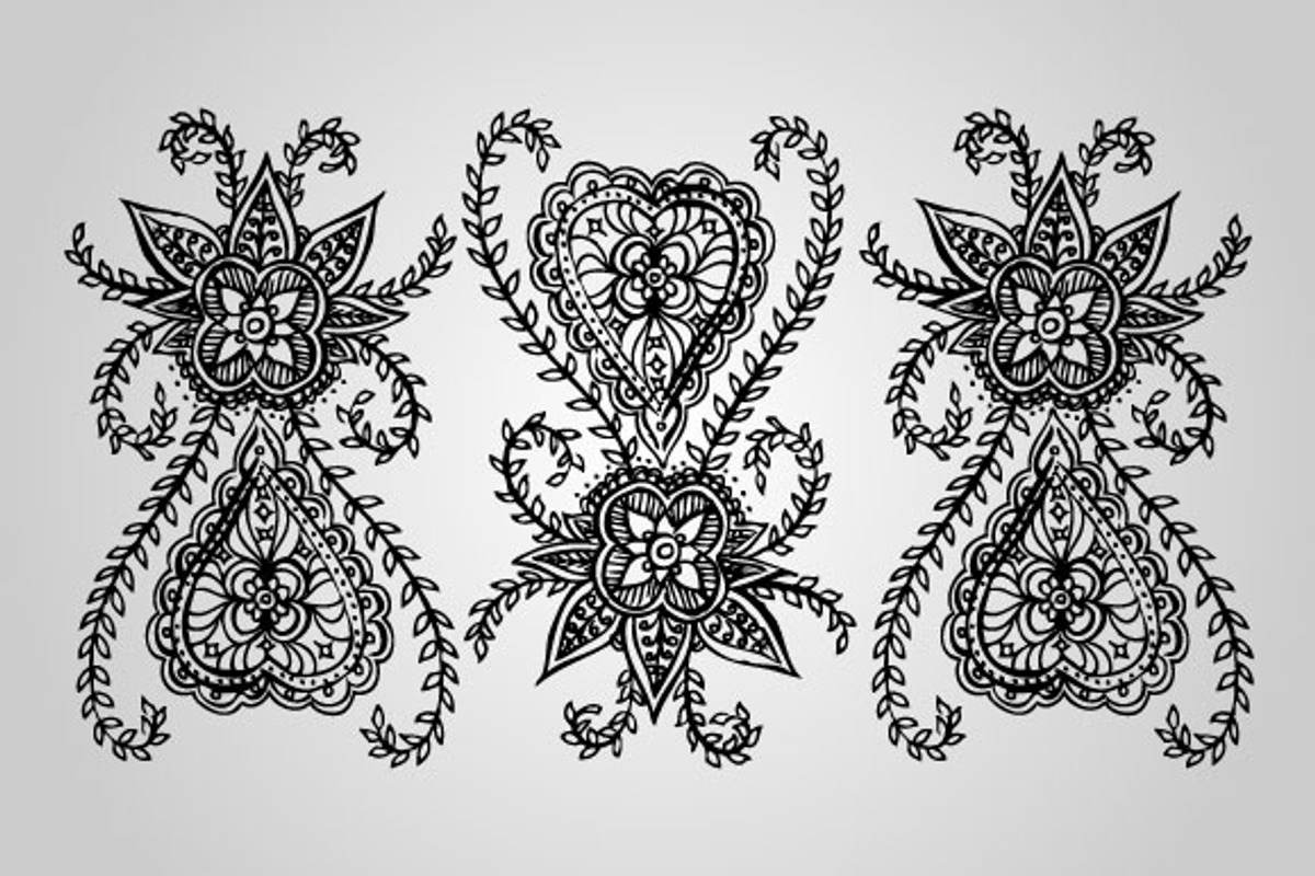 30 Henna/Mehndi Designs (Vector), an Object Graphic by BIOWORKZ (Photo 3 of 5)