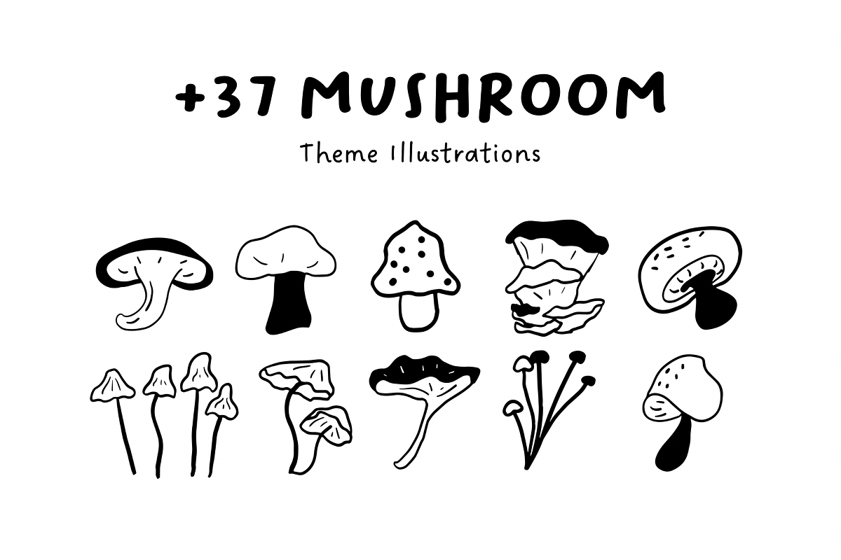 37+ Hand-Drawn Mushroom Illustration, an Object Illustration by The Journey Atelier (Photo 1 of 5)