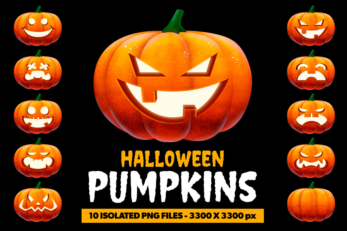 Halloween Pumpkins Clipart, a Decorative Illustration by doghead (Photo 1 of 6)