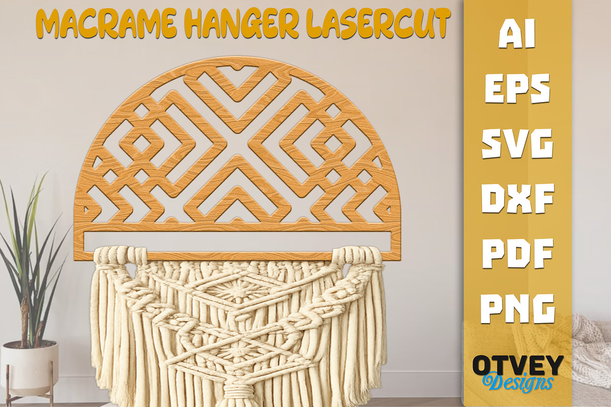Rattan Macrame Hanger Lasercut, an Object Graphic by OTVEY DESIGN (Photo 2 of 13)