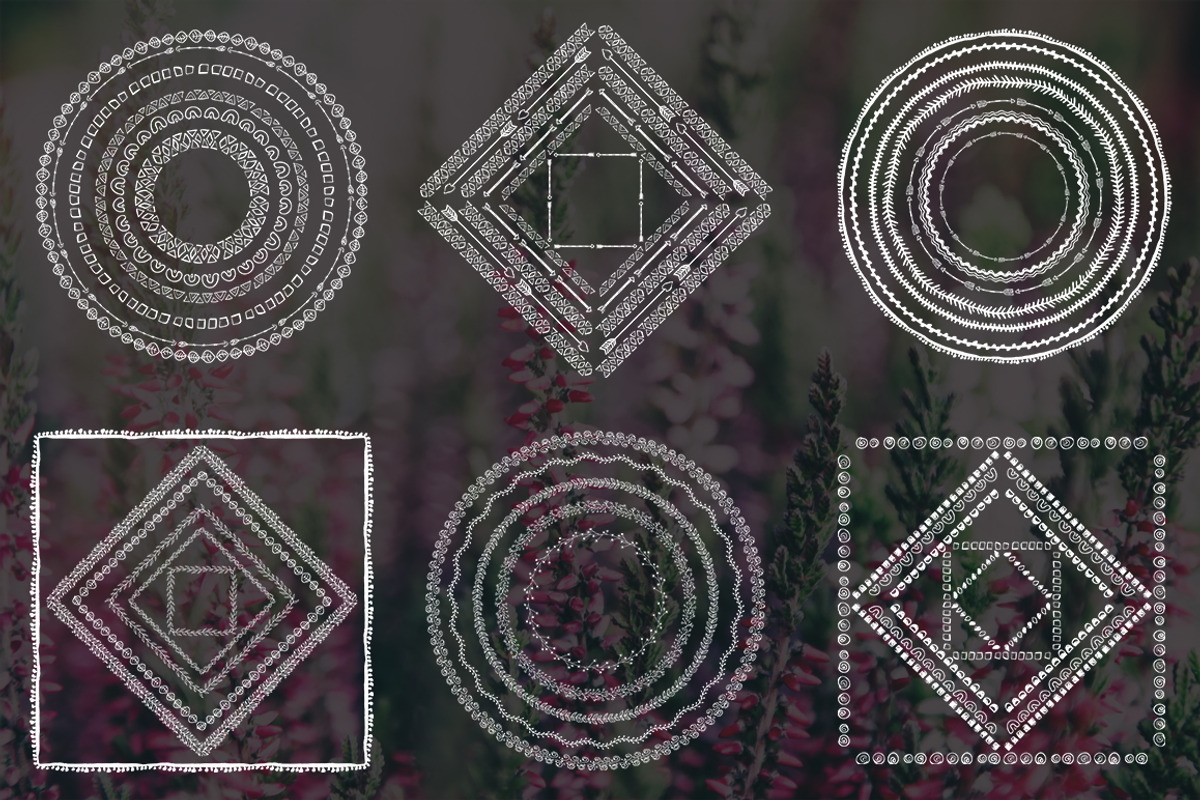 Set of round and square BOHO frames, a Decorative Illustration by SomStock (Photo 3 of 14)