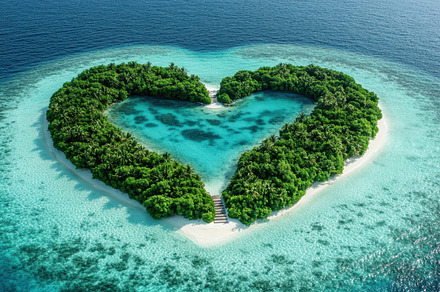 Heart-shaped island in ocean, a Photo by Beautiful things