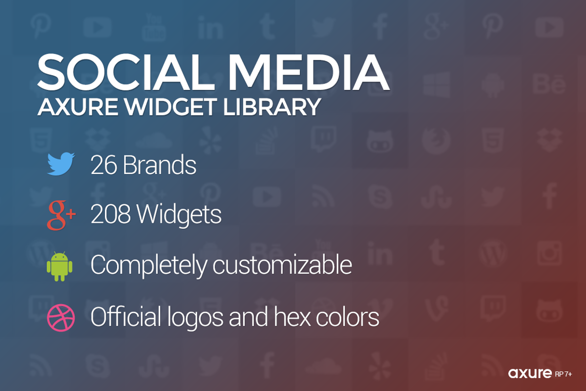 Axure Social Media Widget Library, a Websites & App Template by Axure Themes (Photo 1 of 5)