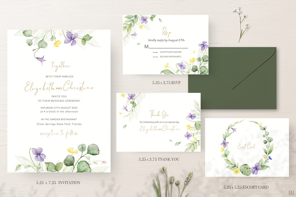 Wedding Meadow Suite., an Invitation Template by Elena Medvedeva (Photo 3 of 7)