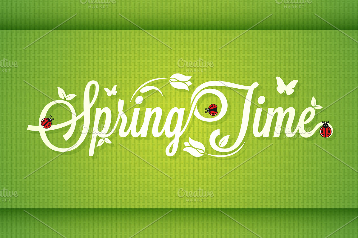 Spring Time Vintage Lettering., a Decorative Illustration by PushLogo ...